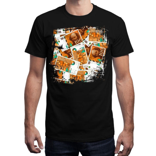 Tshirt Noir Homme 100 FRANCS Grunge