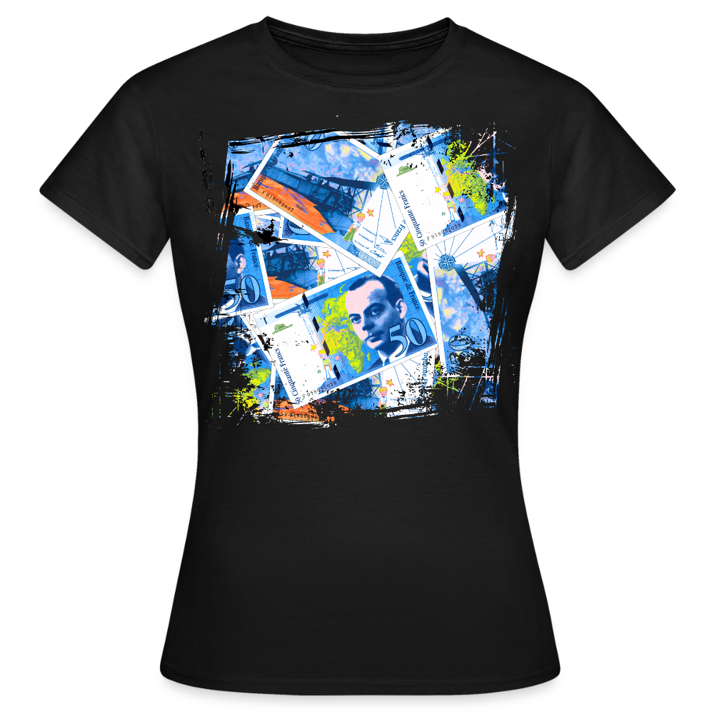 T-shirt Noir femme  50 FRANCS Grunge - black