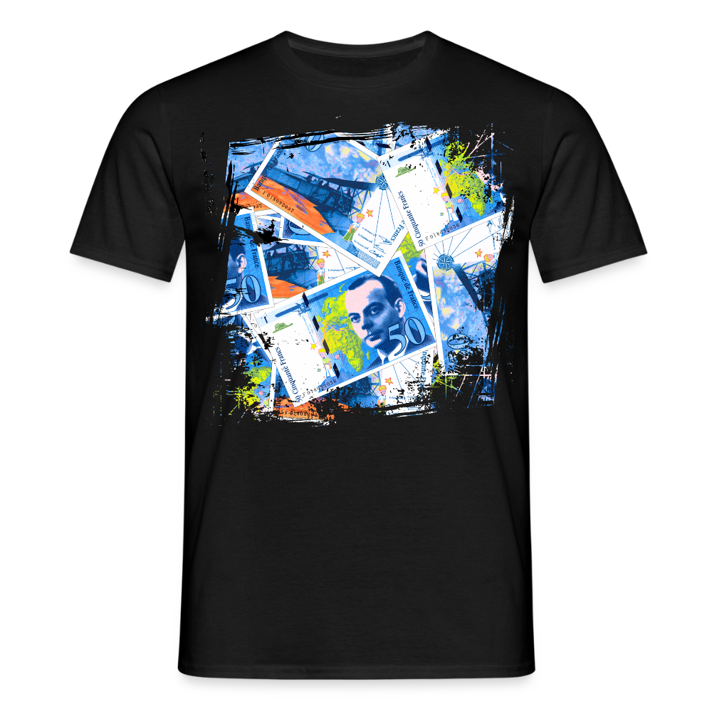 T-shirt Noir Homme 50 FRANCS  Grunge - black