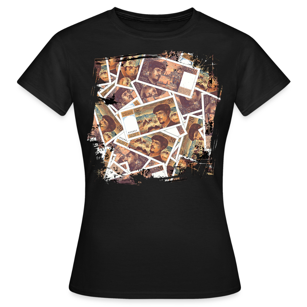 T-shirt Noir Femme  20 FRANCS Grunge - black