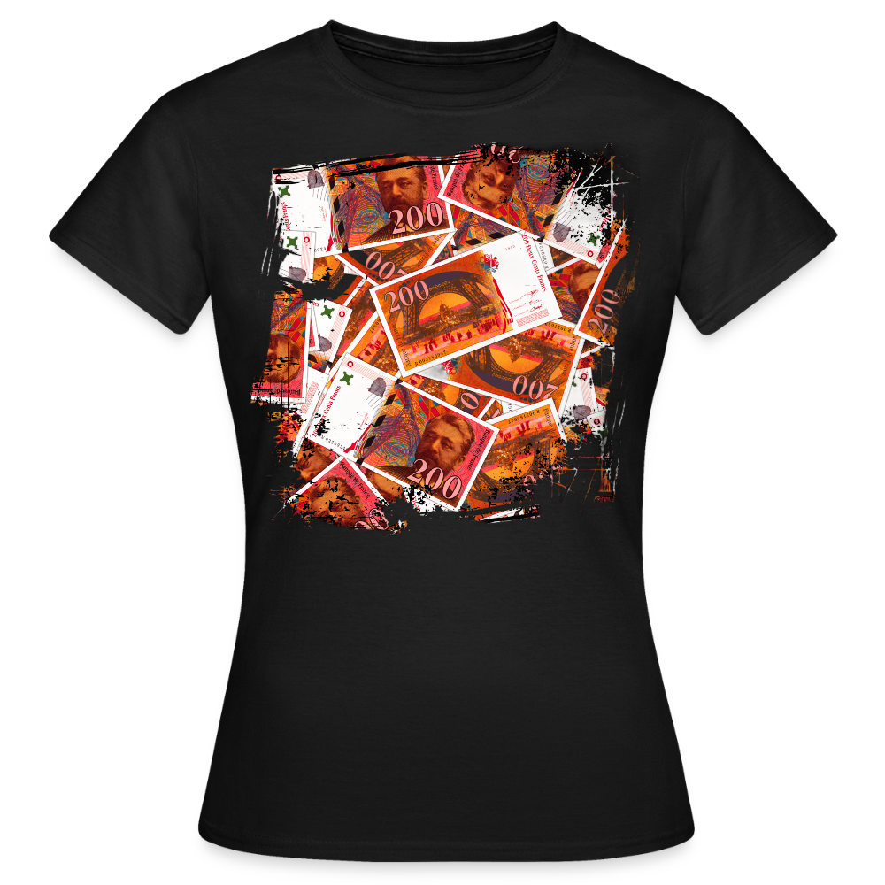 T-shirt Noir femme  200 FRANCS Grunge - black