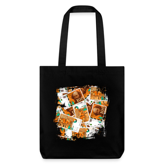 Tote Bag Noir 100 FRANCS Grunge - black