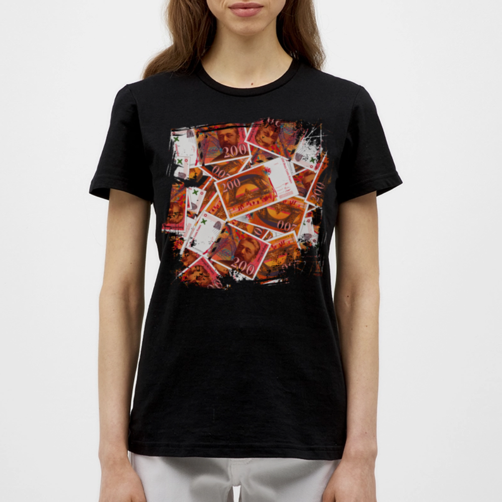 T-shirt Noir femme  200 FRANCS Grunge - black