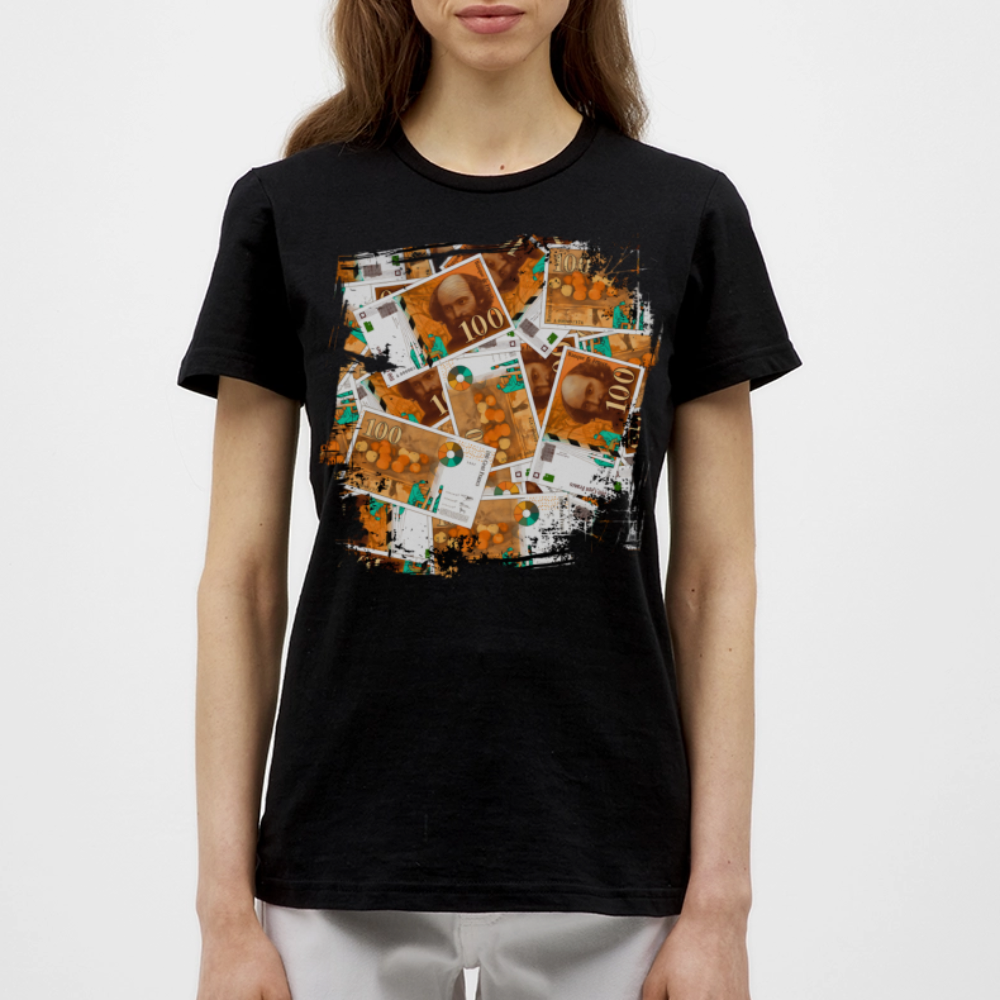 T-shirt Noir Femme  100 FRANCS Grunge - black