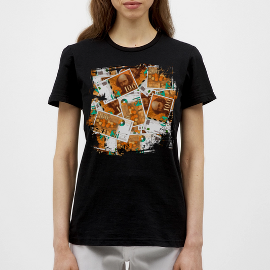 T-shirt Noir Femme  100 FRANCS Grunge - black