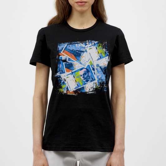 T-shirt Noir femme  50 FRANCS Grunge - black