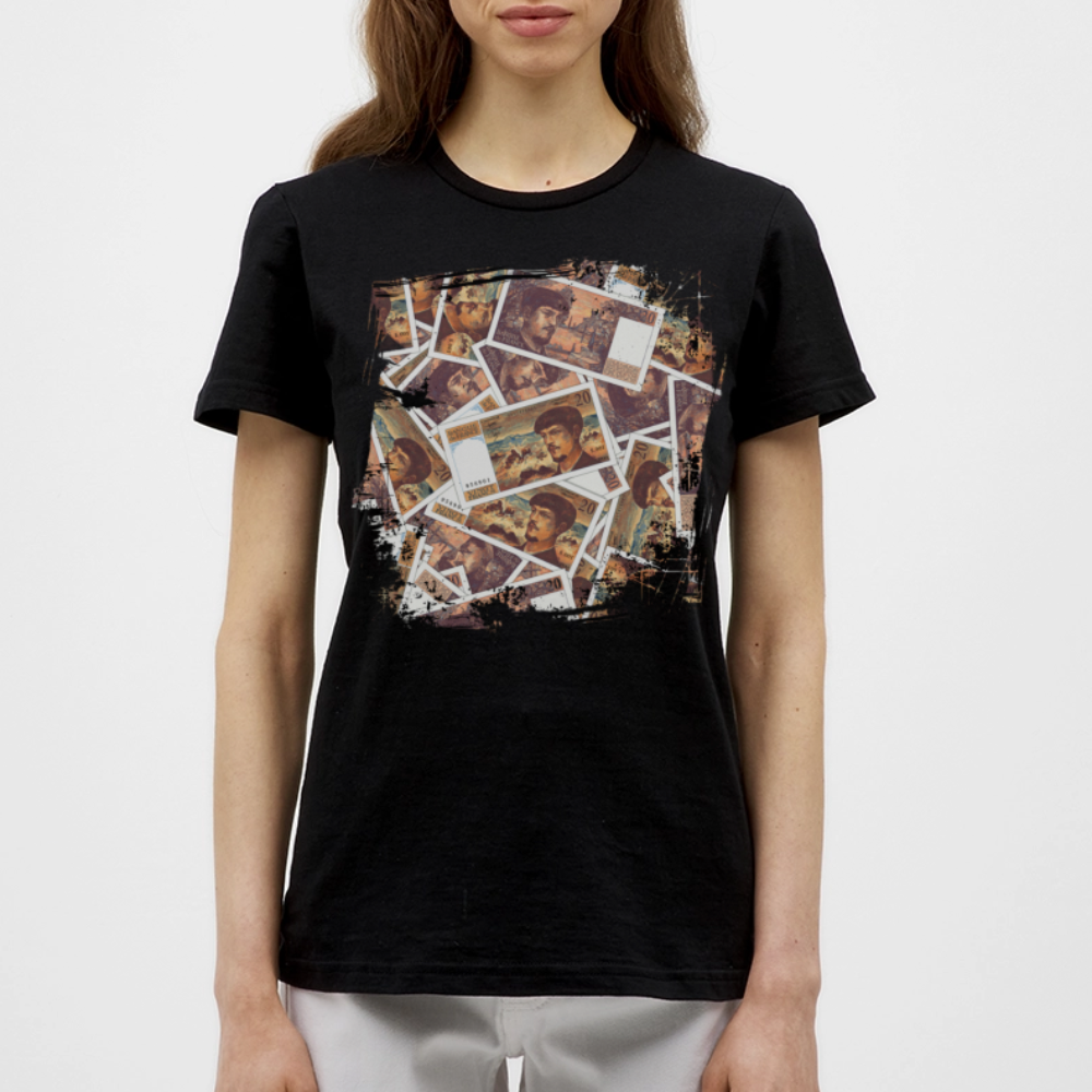 T-shirt Noir Femme  20 FRANCS Grunge - black