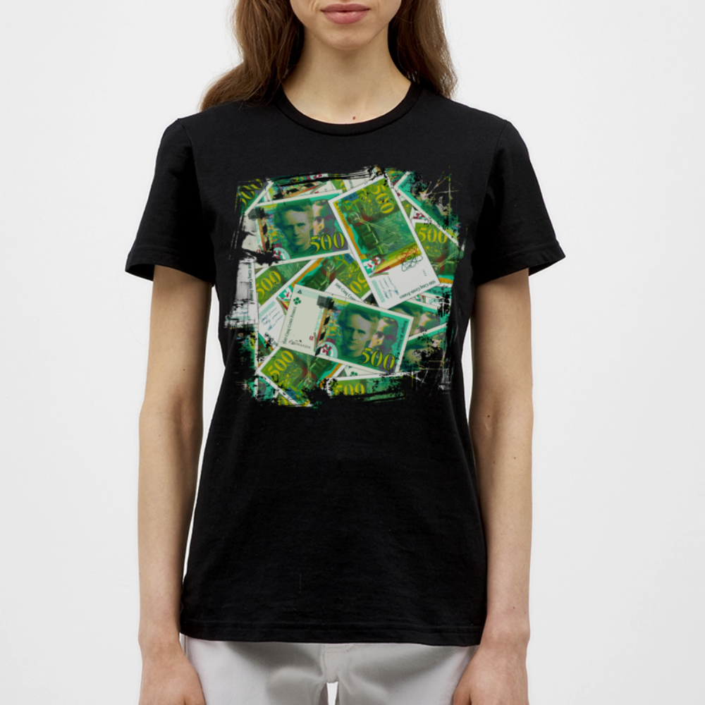 T-shirt Noir Femme  500 FRANCS Grunge - black