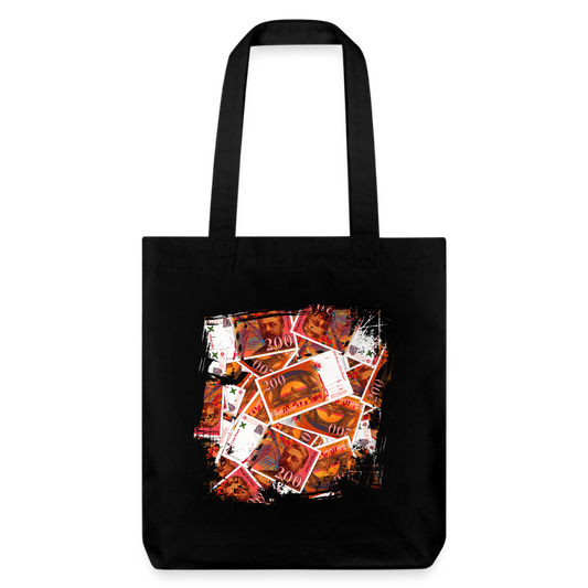 Tote Bag Noir 200 FRANCS Grunge - black