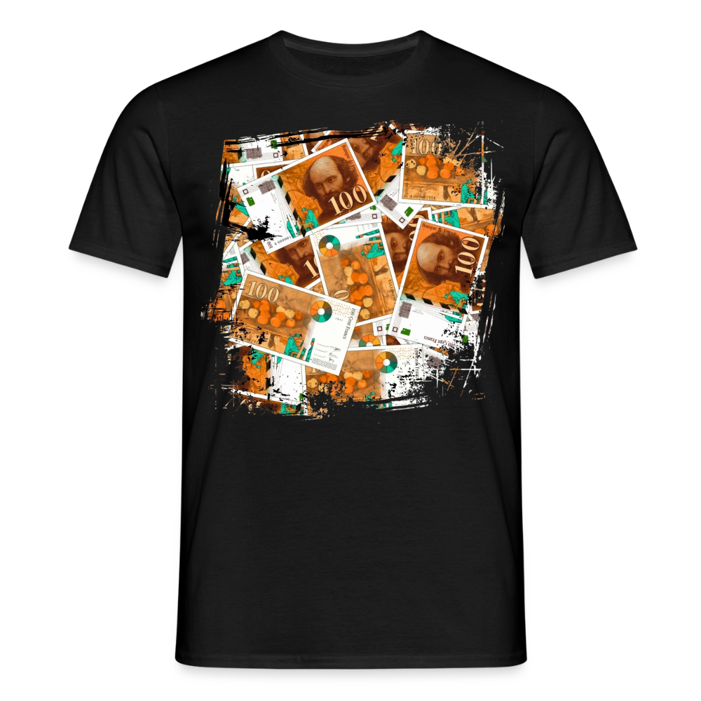 Tshirt Noir Homme 100 FRANCS Grunge - black