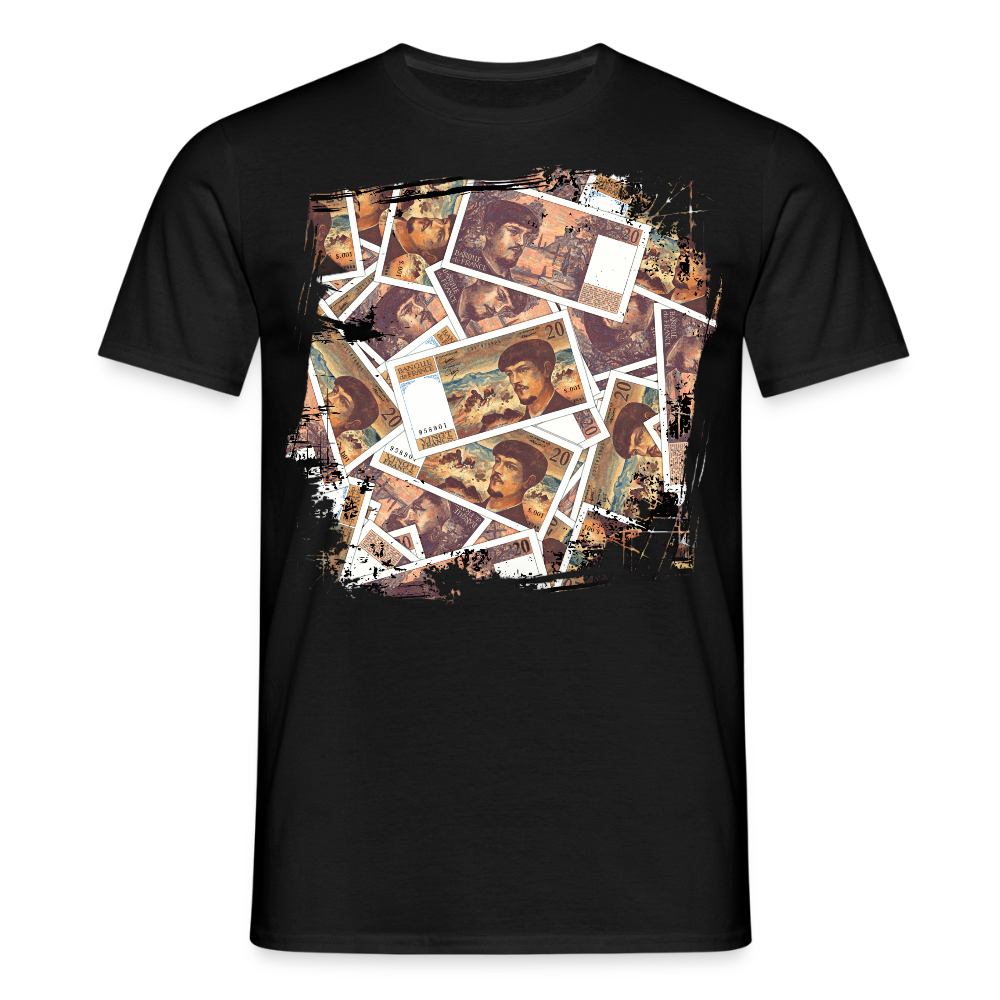 Tshirt  Noir Homme 20 FRANCS Grunge - black