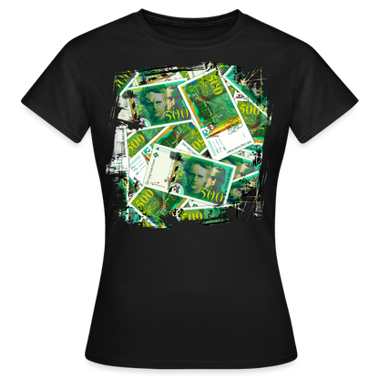 T-shirt Noir Femme  500 FRANCS Grunge - black